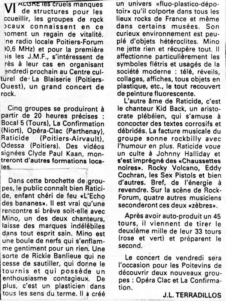 1984-Poitiers-MinoPRE001-768x1024-1 Bocal 5, La Confirmation, Opéra Clac, Raticide, Odessa (84)