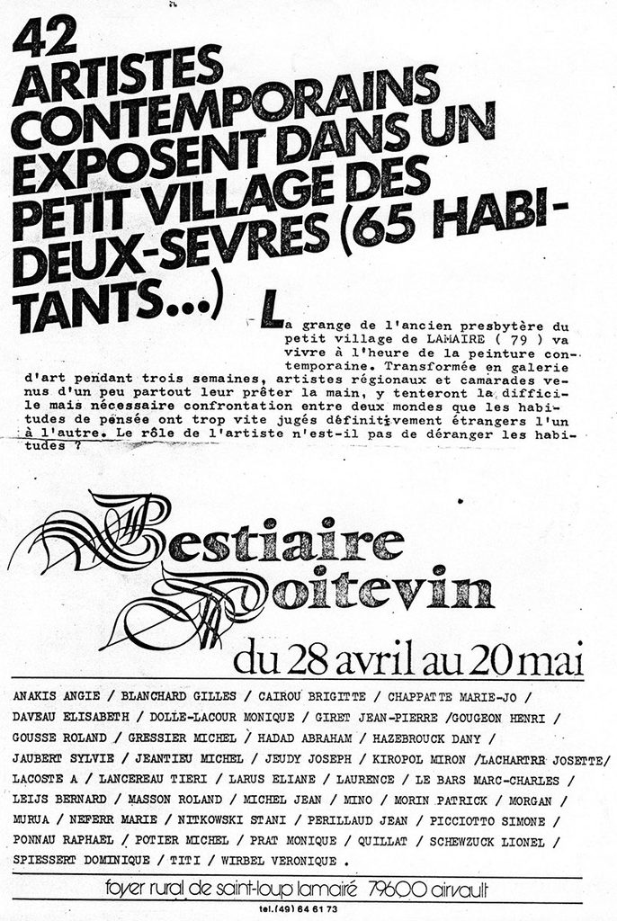 1984.04.28-Bestiaire-MinoDO-686x1024 "Bestiaire Poitevin" (28/04 au 20/05/84)
