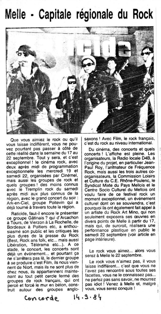 1984.09.14-Concorde-MinoPRE2-526x1024 "Pele-Melle Rock" Ark en Ciel, Raticide, Mino (22/09/84)