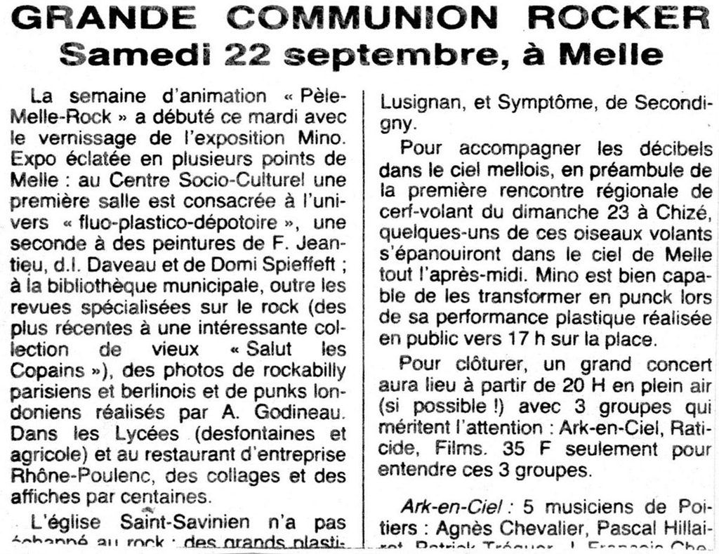 1984.09.21-Concorde-MinoPRE-1024x789 "Pele-Melle Rock" Ark en Ciel, Raticide, Mino (22/09/84)