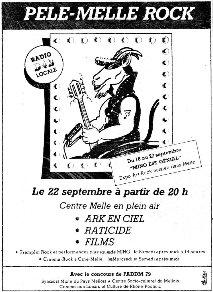 1984.09.22-MinoDO-748x1024 "Pele-Melle Rock" Ark en Ciel, Raticide, Mino (22/09/84)