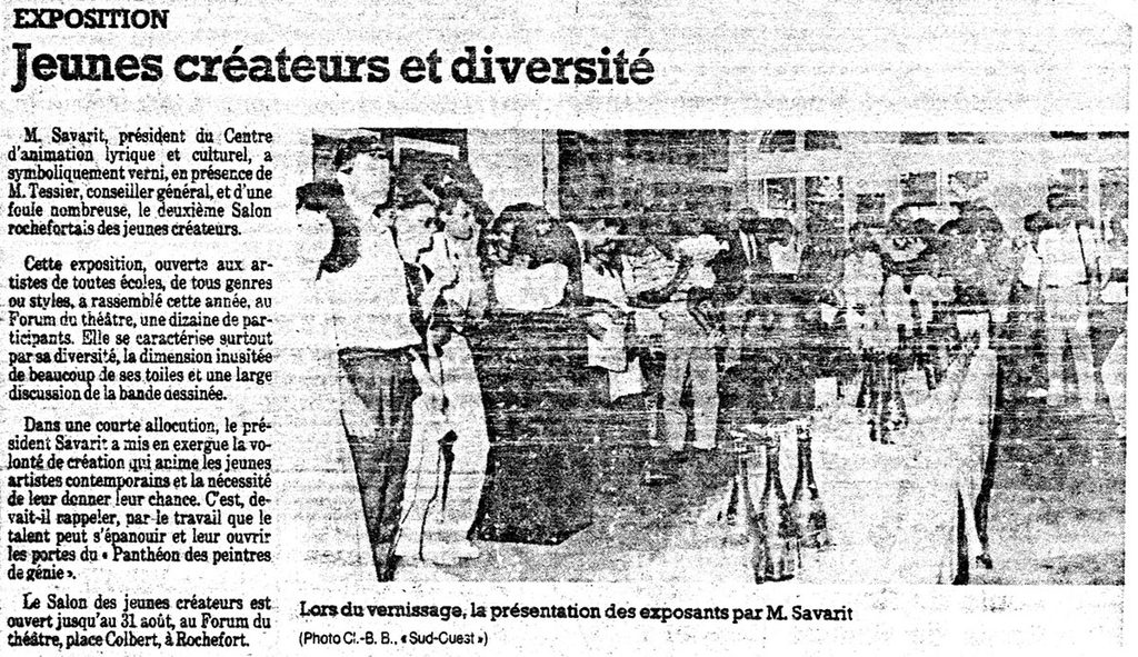 1985.08.08-Rochefort-MinoPRE-1024x591 "Exposition Jeunes Créateurs" (01 au 31/08/85)