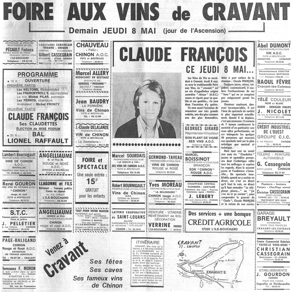 1975.05.07-NRCO.9ADPREa-1024x1015 "Foire aux vins de Cravant" Claude François, Fernys (08/05/75)
