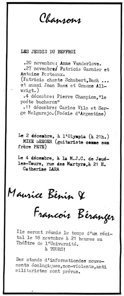 1975.11.15-Ptit-Rouge-de-Touraine-1-Alain-GaschetPRE010a-428x1024 "Boite à chansons" Carlos Vilo, Jorge Melgarejo (11/12/75)