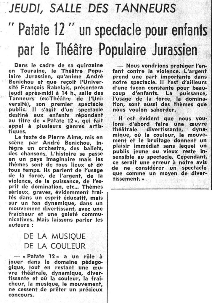 1976.01.20-NRCO.4ADPREb-716x1024 Théâtre Populaire Jurassien "Patate 12" (22/01/76)