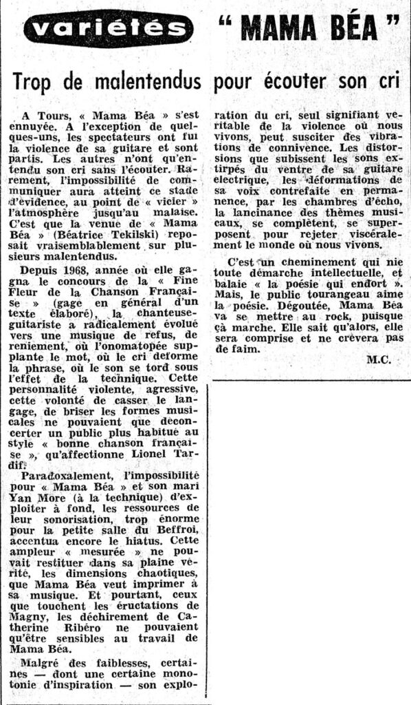 1976.01.31-NRCO.4ADPREa-598x1024 "Boite à chansons" Mama Béa Tekielski (29/01/76)
