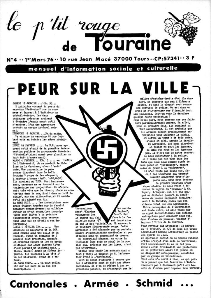 1976.03.01-Ptit-Rouge-de-Touraine-4-Alain-GaschetPRE001-724x1024 Coups de feu contre le Théâtre Populaire Occitant "La pastorale de Fos" (04 et 05/02/76)