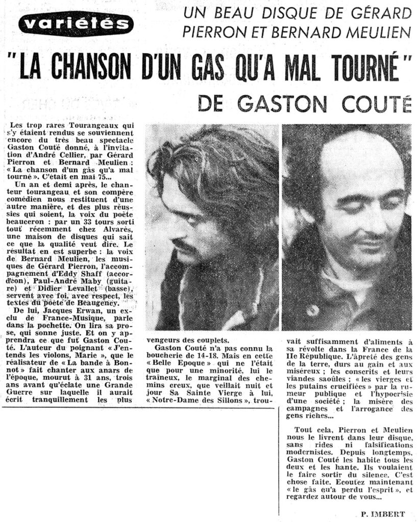 1977.01.11-NRCO.3ADa-821x1024 Bernard Meulien et Gérard Pierron "La chanson d'un gâs qu'a mal tourné"