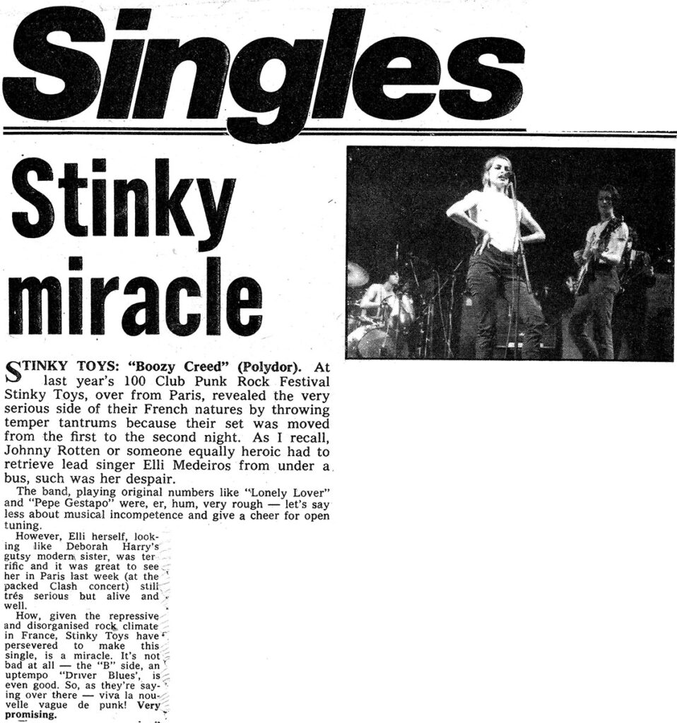 1977.05.14-Melody-MakerElliPRE-958x1024 Stinky Toys "Boozy creed"