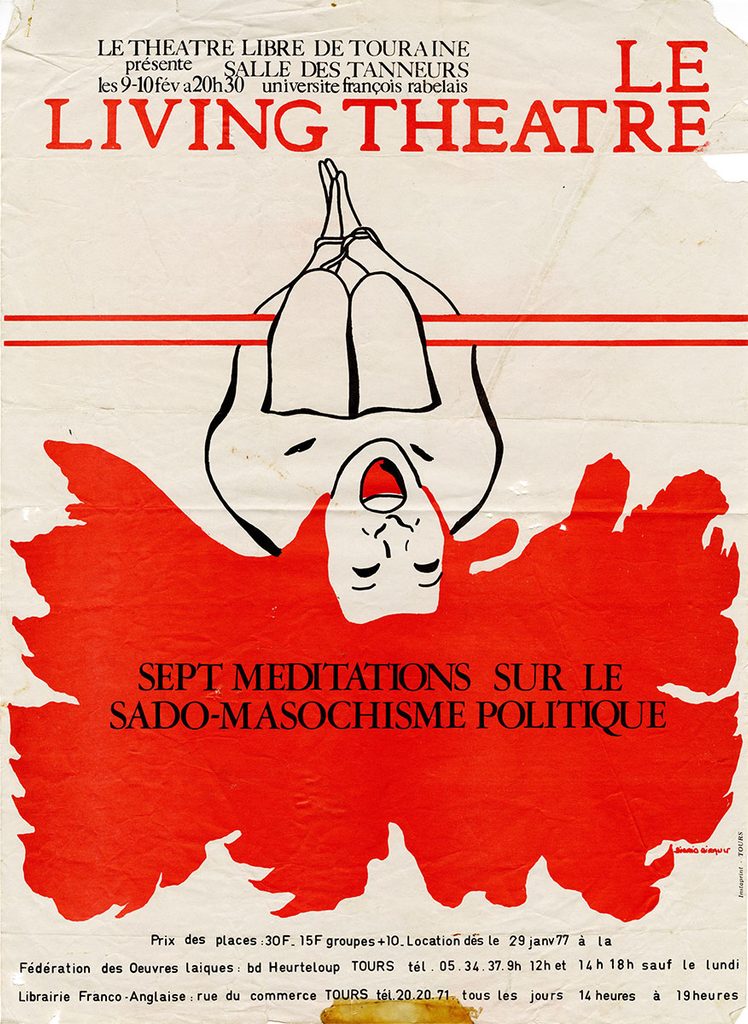 1977.02.09-A3-imprimee-MinoAF-748x1024 Living Théâtre "Sept méditations sur le sado-masochisme politique" (09 et 10/02/77)