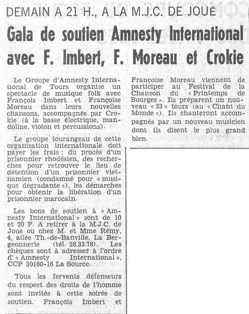 1977.04.14-NRCO.4ADa-812x1024 "Gala de soutien à Amnesty International" Imbert et Moreau, Crokie (15/04/77)