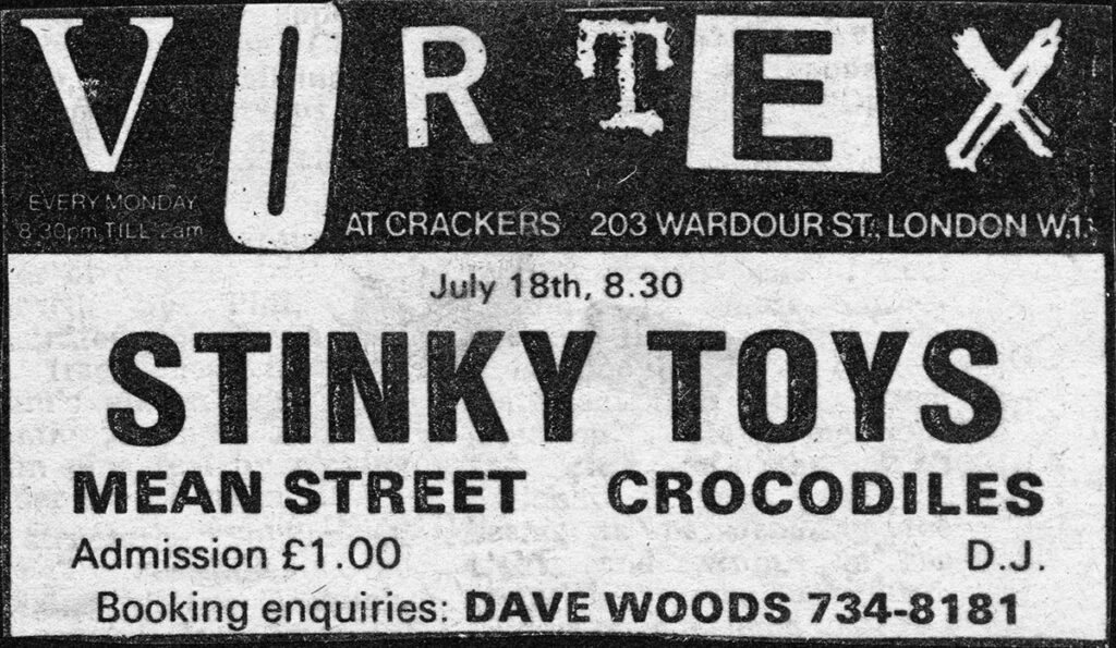 1977.07.18-InconnuElliPRE5-1024x595 Stinky Toys, Mean Street, Crocodiles (18/07/77)