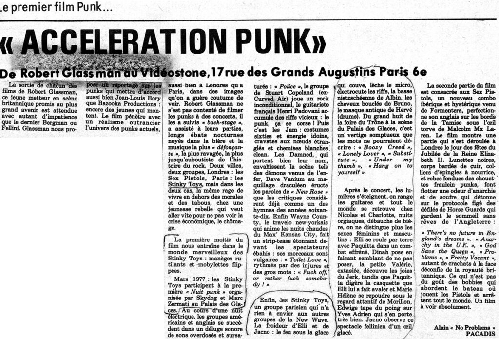 1977.09.05-LiberationElli-PacadisPRE-1024x695 "Accélération Punk" (07/09/77)