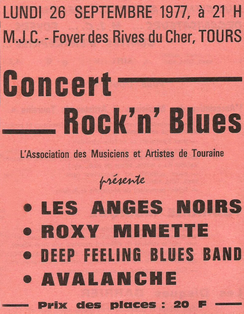 1977.09.26-BaricaultFL-795x1024 Roxy Minette, Anges Noirs, Avalanche, Deep Feeling Blues Band (26/09/77)