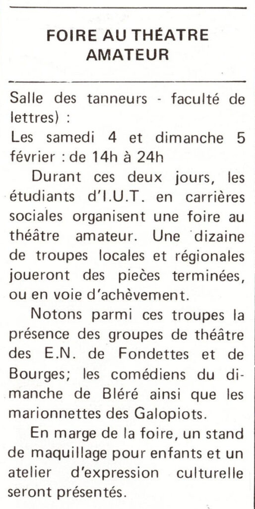 1978.02.04-Gazette-Tours-n6-MureauPRE11a-514x1024 "Seconde Foire au Théâtre Amateur de Touraine" (04 et 05/02/78)