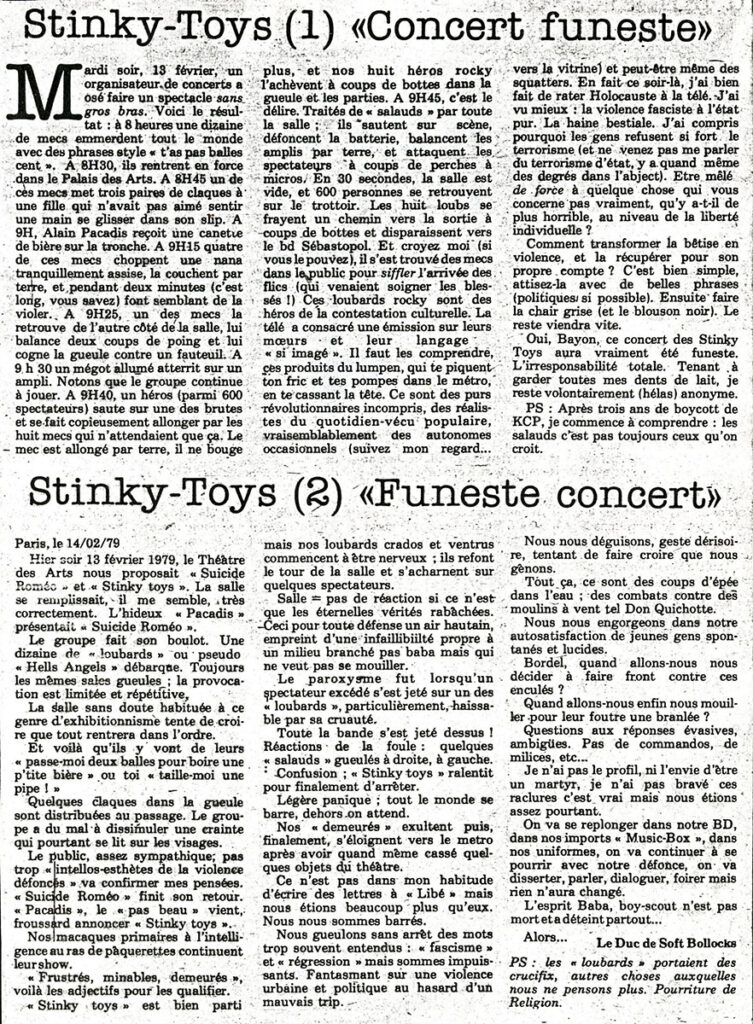 1979.02.20-LiberationElliPRE-753x1024 "Pour une musique gaie et dynamique" Stinky Toys, Suicide Roméo (13/02/79)