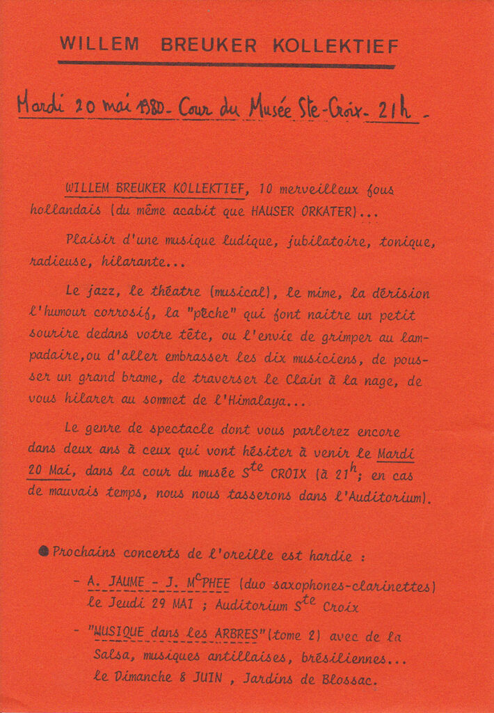 1980.05.20-Flyer01-Oreille-est-Hardie-710x1024 Willem Breuker Kollektief (20/05/80)