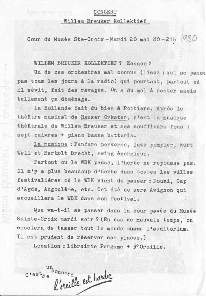 1980.05.20-Flyer01r-Oreille-est-Hardie-713x1024 Willem Breuker Kollektief (20/05/80)