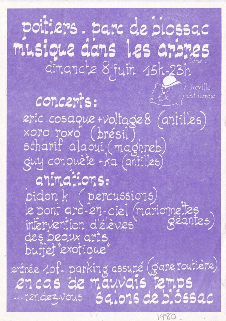 1980.06.08-Flyer01-Oreille-est-Hardie-721x1024 "Musique dans les arbres" (08/06/80)