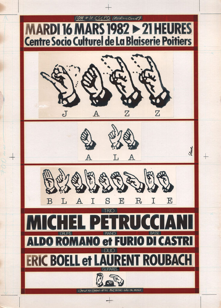 1982.03.16-Maquette01.4-Oreille-est-Hardie-734x1024 Michel Petrucciani Trio, Fred Frith + Phil Minton (16/03/82)