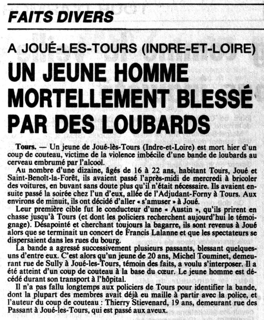 1982.03.26-NR.BADa_-845x1024 Francis Lalanne (24/03/82) Agression mortel de Miguel Touminet par des loubards