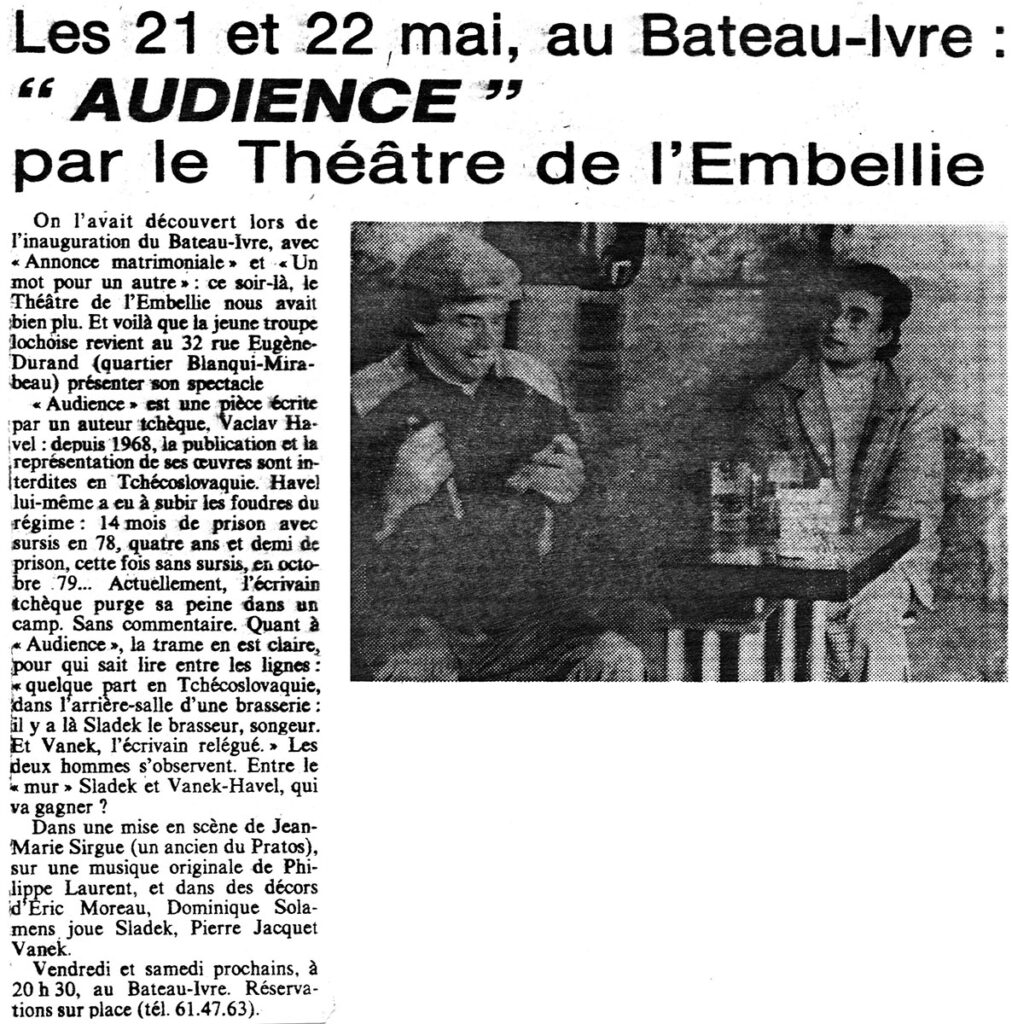 1982.05.21-Presse-NR01-51-Z-2-1012x1024 Théâtre de l’embellie "Audience" (21 et 22/05/82)