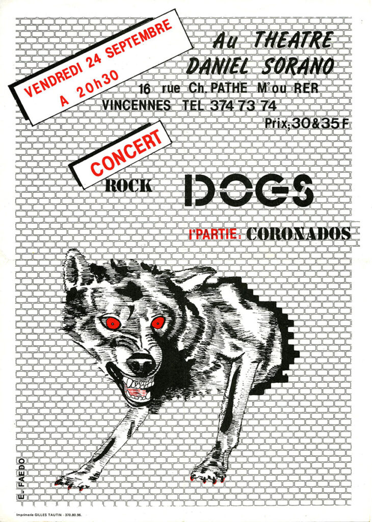 1982.09.24-Dogs-AfficheA4-imprimee-Andre-Baraglioli-730x1024 Dogs, Coronados (24/09/82)