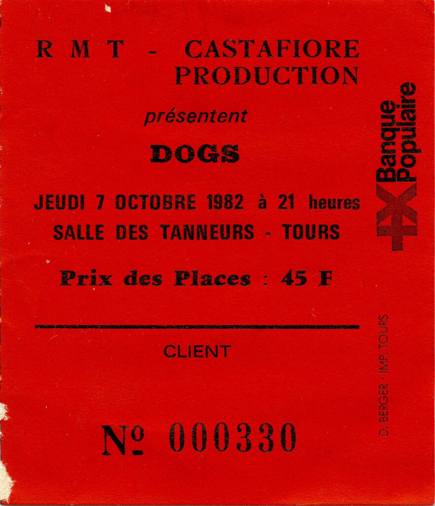 1982.10.07-Ticket01-Dogs-Jean-Vigouroux-882x1024 Nicolas Cruel, Dogs (07/10/82)