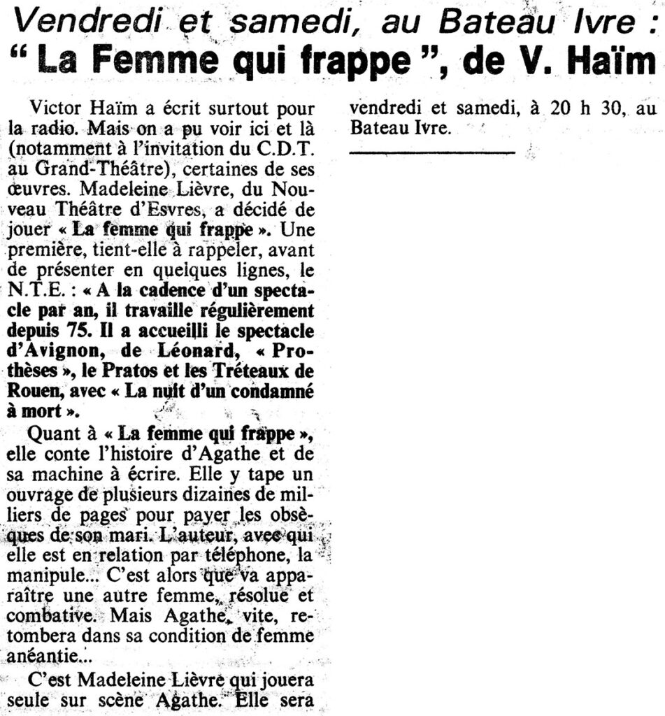 1982.11.26-Presse-NR01-51-Z-2-951x1024 Madeleine Lièvre "La femme qui frappe" (26 et 27/11/82)