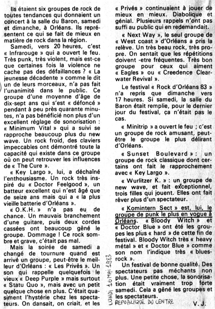 Presse-LaRepubliqueDuCentre-16Mai1983-01-713x1024 "Rock d'Orléans" (14/05/83)