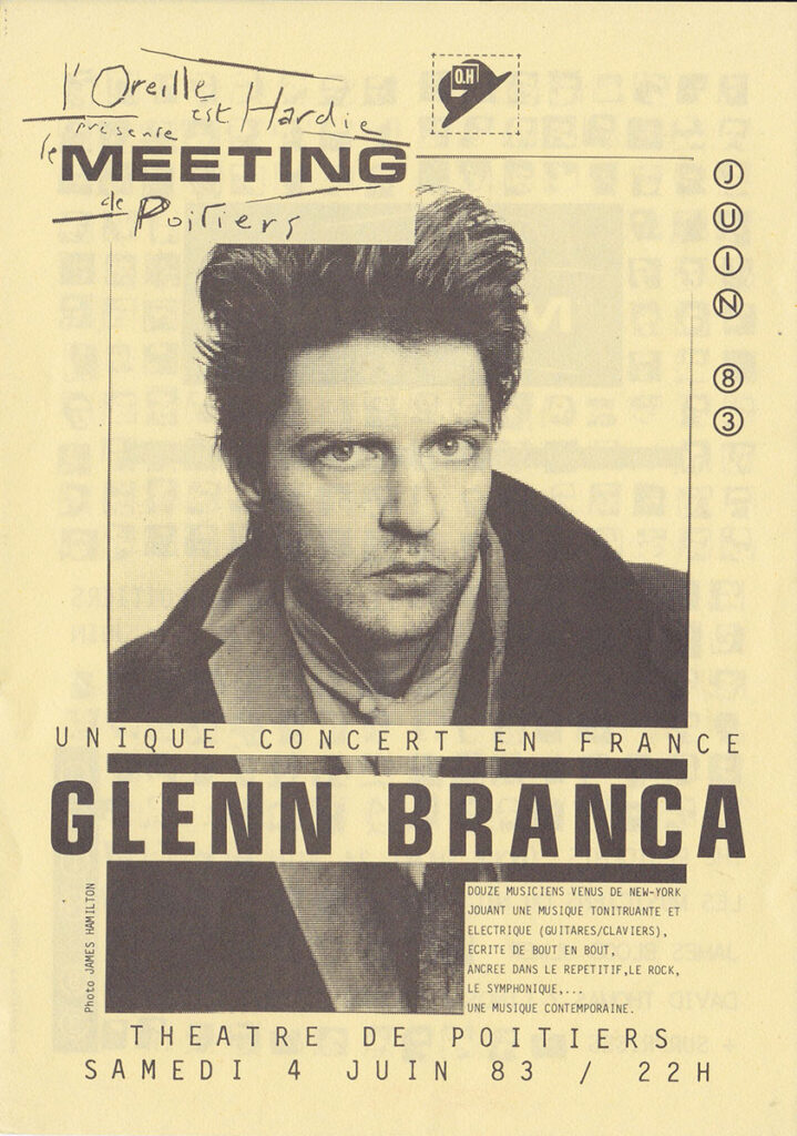 1983.06.04-Flyer01r-Oreille-est-Hardie-719x1024 "Meeting de Poitiers" Glenn Branca (04/06/83)