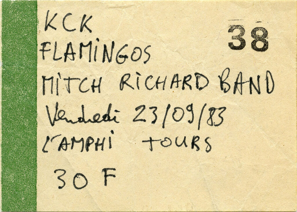 1983.09.23-Ticket01-Jean-Vigouroux-1024x731 Mitch Richard Band, K.C.K. Flamingos (23/09/83)