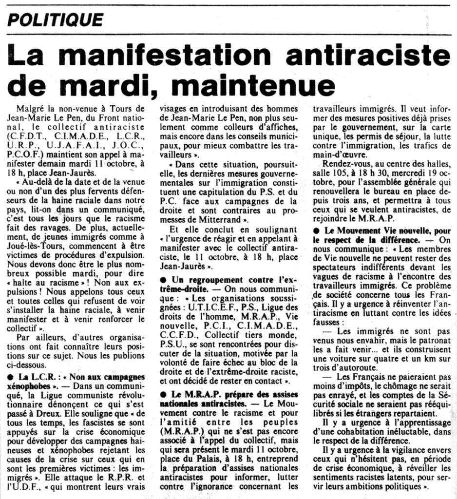 1983.10.10-NRCO.4ADPRE000249-938x1024 Contre le racisme manifestation le mardi 11 octobre