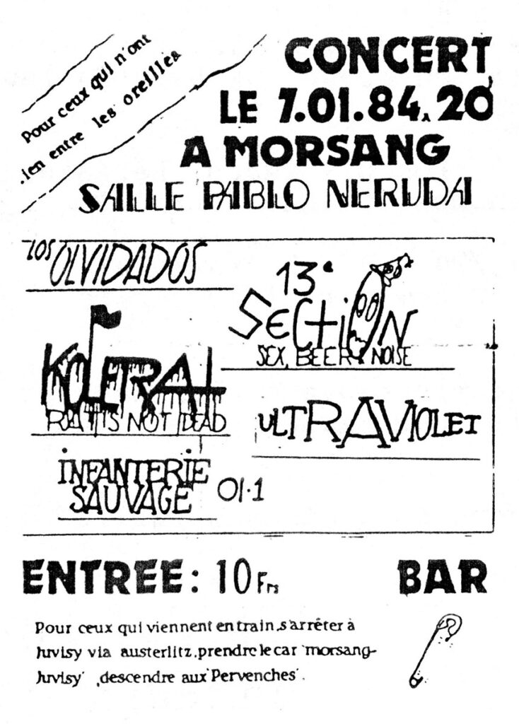 1984.01.07-EuthanasieFL01-734x1024 Hérésie, Kolerat, 13ème Section, Olvidados, L'Infanterie Sauvage, Gnomes (07/01/84)