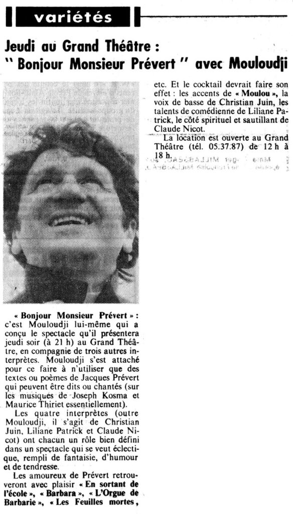 1984.03.27-NRCO.4ADPRE000538-584x1024 Mouloudji "Bonjour Monsieur Prévert" (29/03/84)