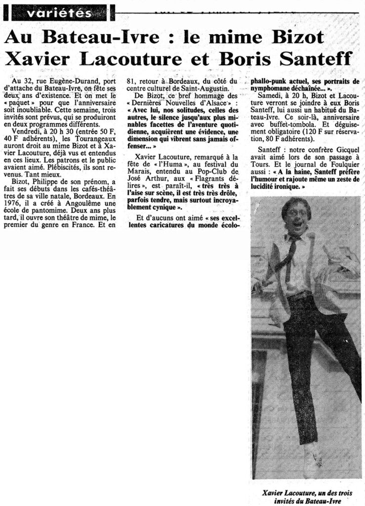 1984.04.21-Presse-NR01-51-Z-2-739x1024 "Anniversaire" Xavier Lacouture, Boris Santeff, Mime Bizot (21/04/84)