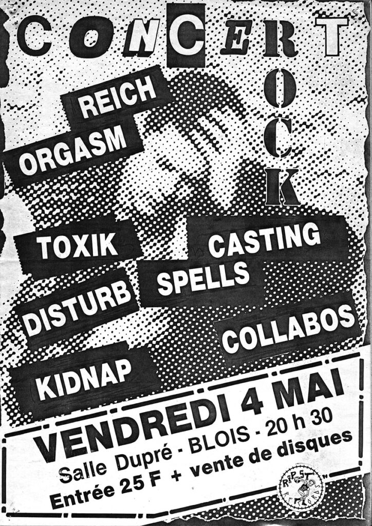 1984.05.04-Affiche-A3-photocopiee-RipostAF02-Copie-724x1024 Disturb, Kidnap, Toxik, Casting Spells, Collabos, Reich orgasm (04/05/84)