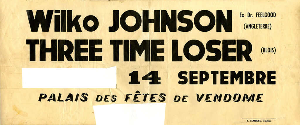 1984.09.14-Affiche-imprimee-JopeckAF-1024x429 Three Time Loser, Wilko Johnson (14/09/84)