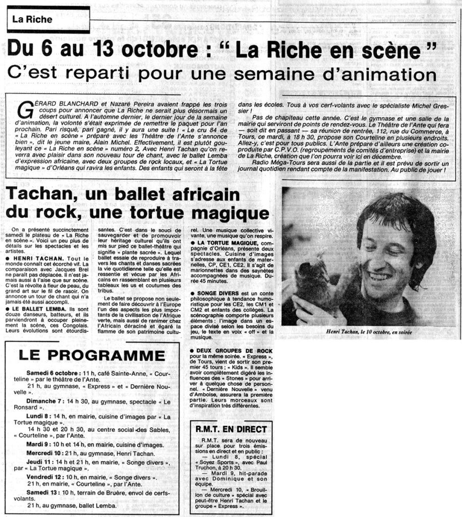 1984.10.02-NRCO.8ADPRE000753-916x1024 "La Riche en scène" Express, Dernière Nouvelle (06/10/84)