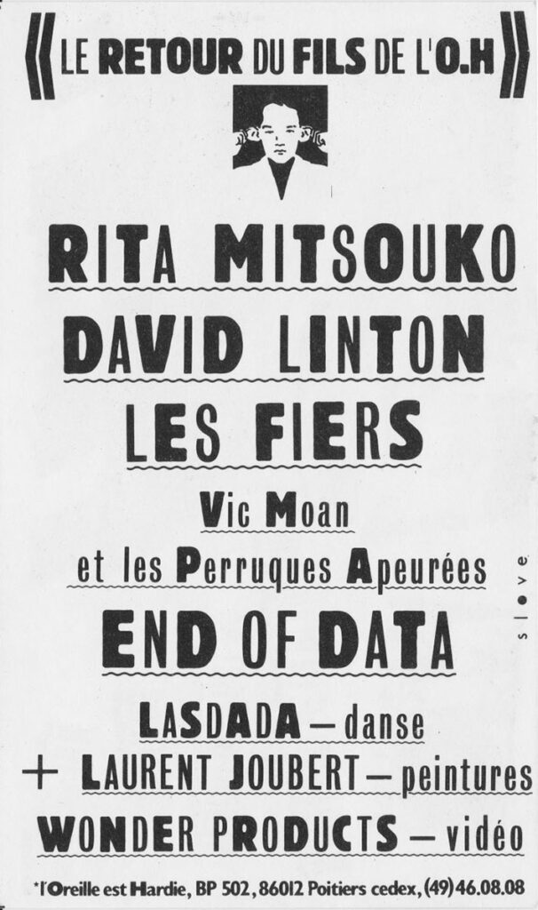 1984.10.19-Flyer01v-Oreille-est-Hardie-606x1024 "Le retour du fils de l'O.H." (19/10/84)
