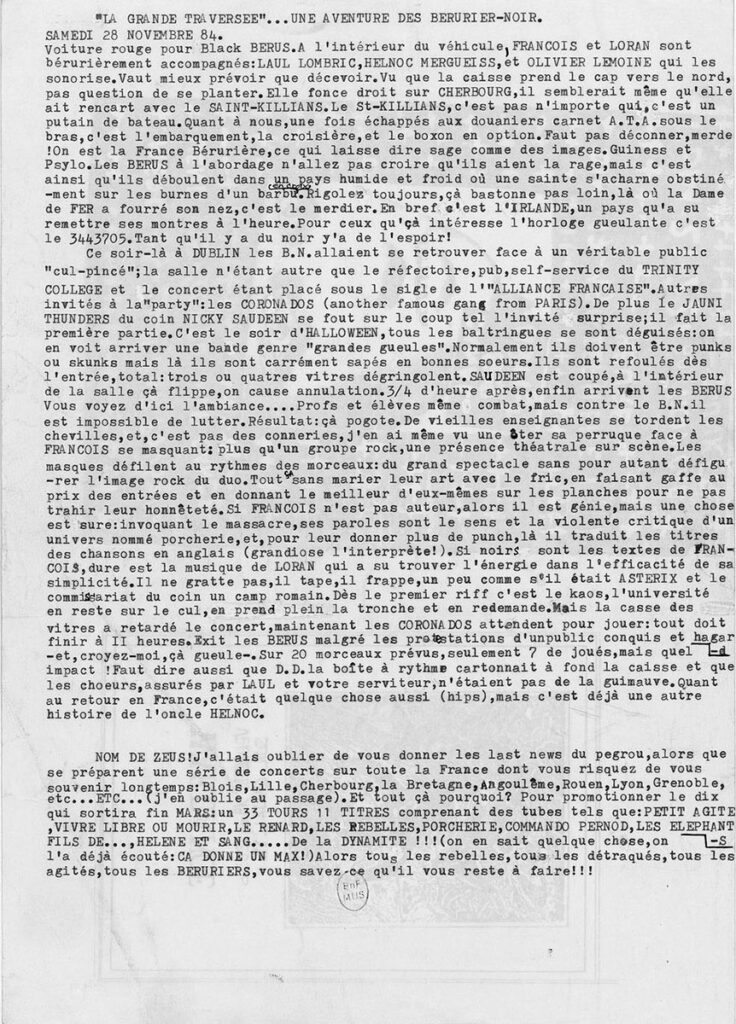 1984.11.28-Francois_GuillemotDO-736x1024 Bérurier Noir, les Coronados, Nikki Sudden (31/10/84)