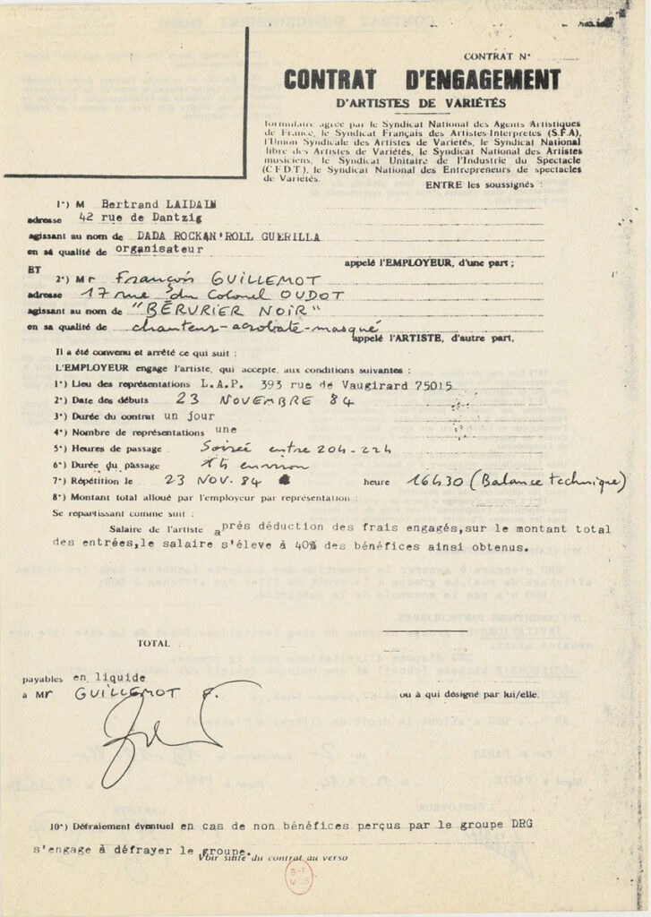 1984.11.23-Francois_GuillemotDO01r-727x1024 "Dada Rock'n'Roll Guerilla" Ludwig Von 88, Bérurier Noir (23/11/84)