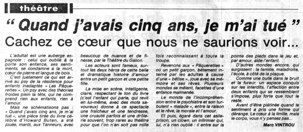 1984.12.06-NRCO.4ADPRE000880-1024x449 Théâtre du Galion "Quand j’avais cinq ans, je m’ai tué" (04/12/84)