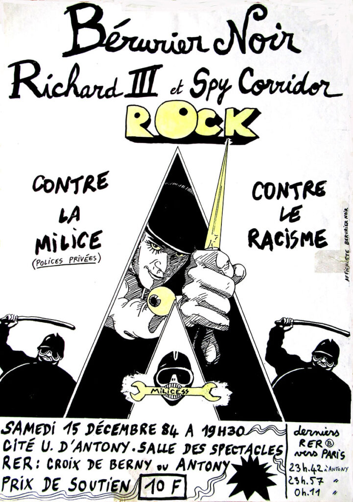1984.12.15-Richard-IIIFL01-721x1024 "Rock contre le racisme et les milices privées" Bérurier Noir, Richard III, Spy Corridor (15/12/84)