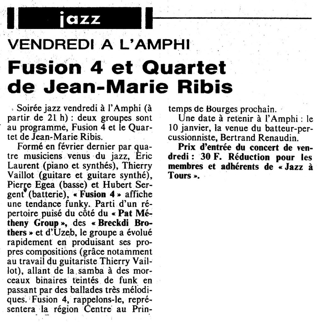1985.01.02-NRCO.5-AmphiADPRE-Copie-1021x1024 Fusion 4, Jean-Marie Ribis Quartet (04/01/85)