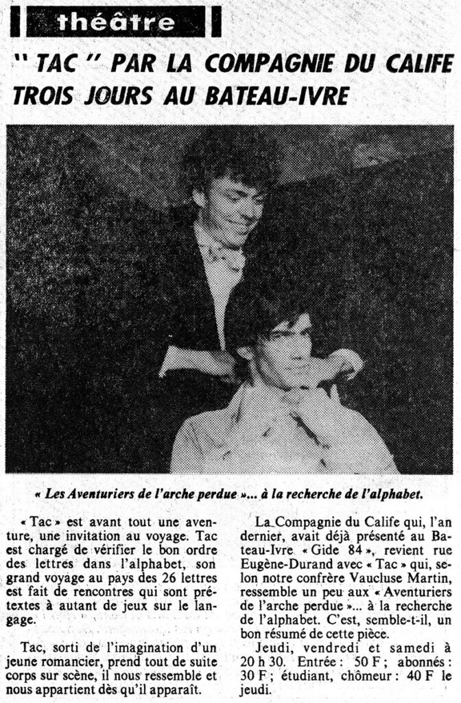 1985.01.22-Presse-NR01-51-Z-3-672x1024 Compagnie du Calife "T.A.C." (24 au 26/01/85)