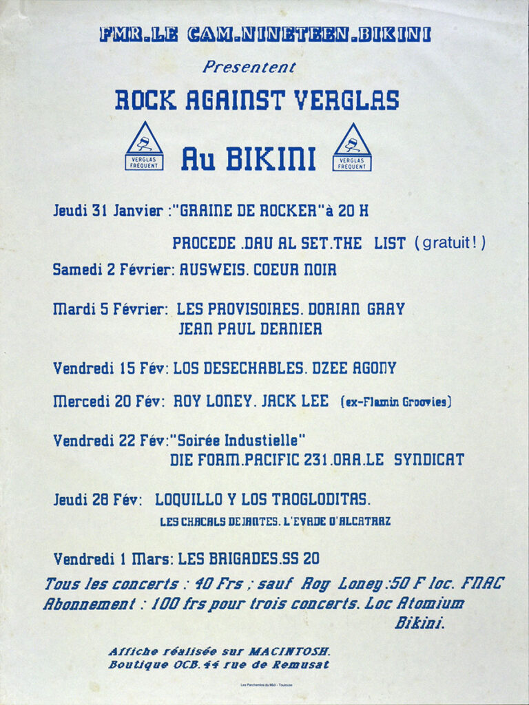 1985.01.31-Affiche01-60-80-imprimee-TB-Copie-768x1024 "Graine de rocker" Procede, Dau Al Set, the List (31/01/85)
