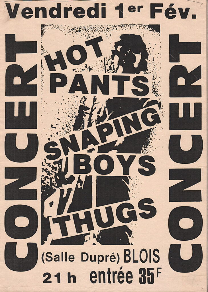 1985.02.01-Affiche-A3-photocopiee-AF-730x1024 Les Thugs, Hot Pants, Snapping Boys (01/02/85)
