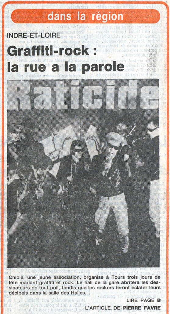 1985.02.06-NRCO.1ADPRE1-557x1024 "Graffiti rock" Bocal 5, Fils de Joie, Raticide (08/02/85)