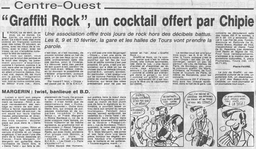 1985.02.06-NRCO.BADPRE1-1024x597 "Graffiti rock" Bocal 5, Fils de Joie, Raticide (08/02/85)